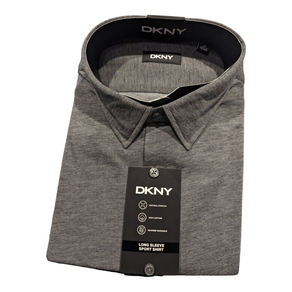 DKNY grey long sleeve sport shirt button up. Men's size XL.